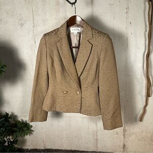 Liz Claiborne beige‎ floral textured blazer workwear casual office size 4 NWOT
